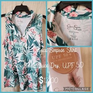 Jessica Simpson Tropical Print Shirt - Green and Pink
